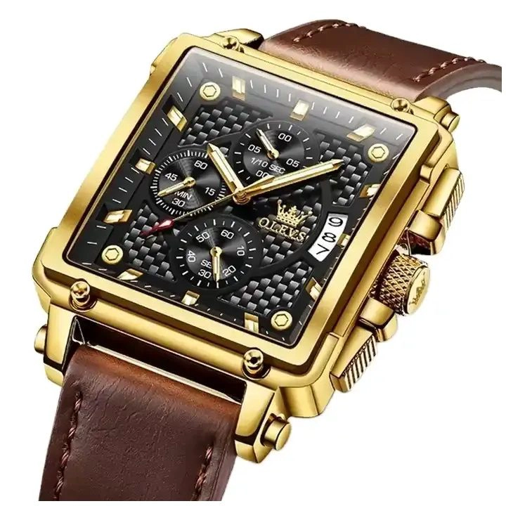 RELOJ CRONOGRAFO CUADRADO DE LUJO HOMBRE DISEÑO DEPORTIVO Y ELEGANTE - 5