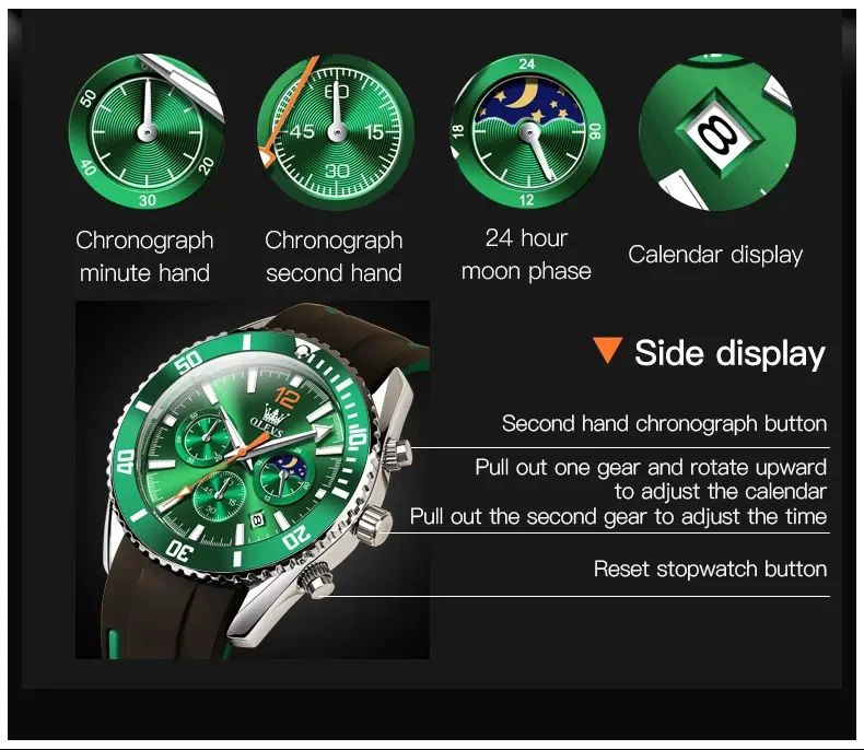 RELOJ CRONOGRAFO DEPORTIVO PARA HOMBRE CALENDARIO RESISTENCIA AL AGUA - 3