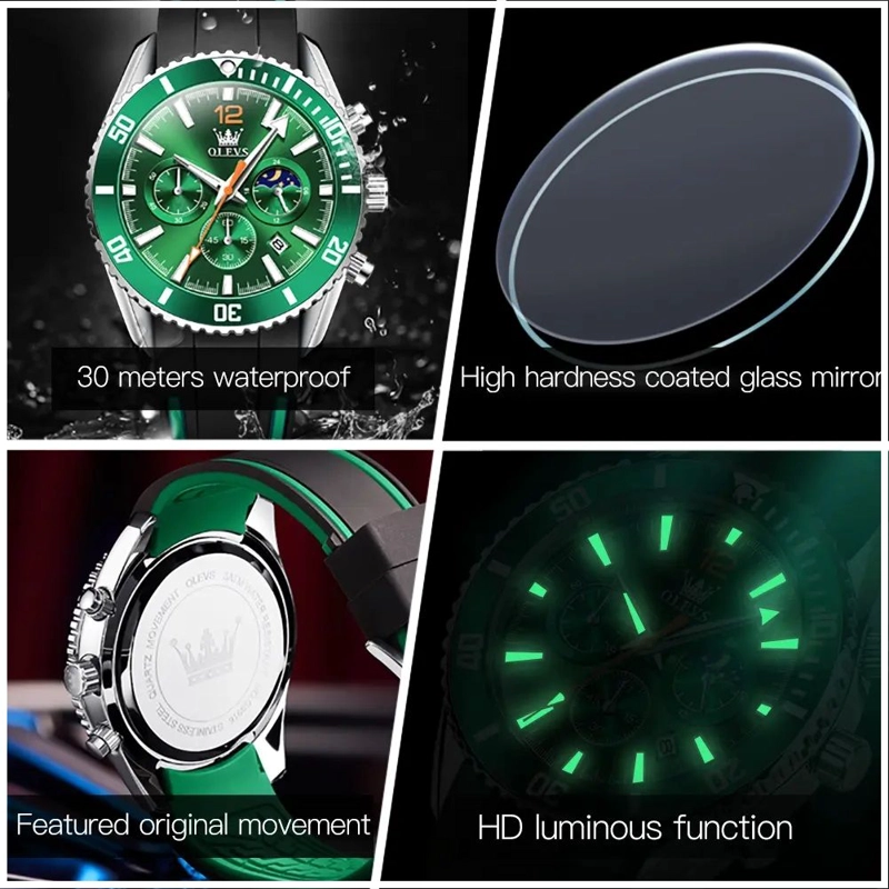 RELOJ CRONOGRAFO DEPORTIVO PARA HOMBRE CALENDARIO RESISTENCIA AL AGUA - 5