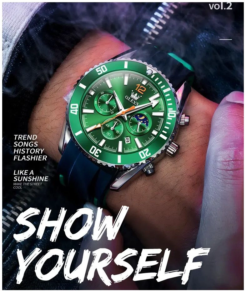 RELOJ CRONOGRAFO DEPORTIVO PARA HOMBRE CALENDARIO RESISTENCIA AL AGUA - 6