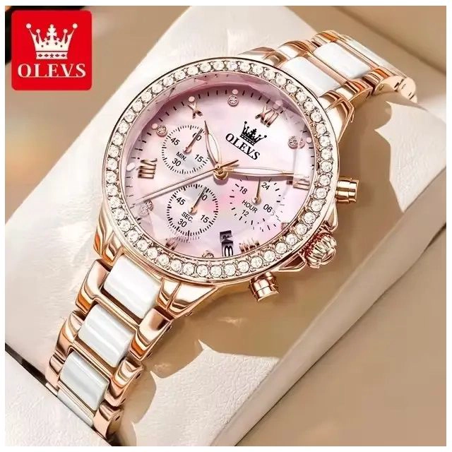 RELOJ FEMENINO DE ACERO INOXIDABLE CRISTAL DE CORTE DIAMANTE - 1