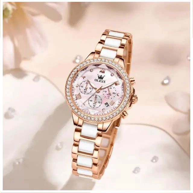 RELOJ FEMENINO DE ACERO INOXIDABLE CRISTAL DE CORTE DIAMANTE - 6