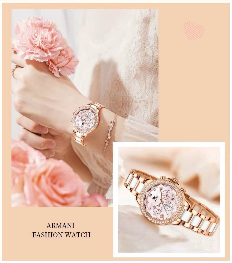 RELOJ FEMENINO DE ACERO INOXIDABLE CRISTAL DE CORTE DIAMANTE - 7