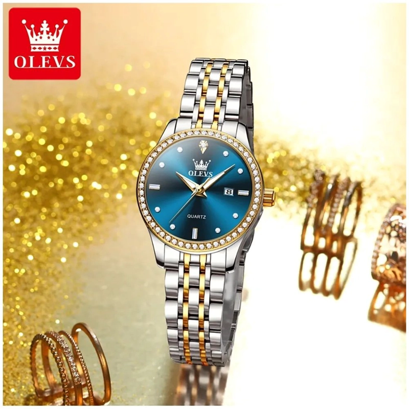 RELOJ DE PULSERA LUJO MUJER CUARZO ESFERA AZUL CIRCONIAS BRILLANTES - 2
