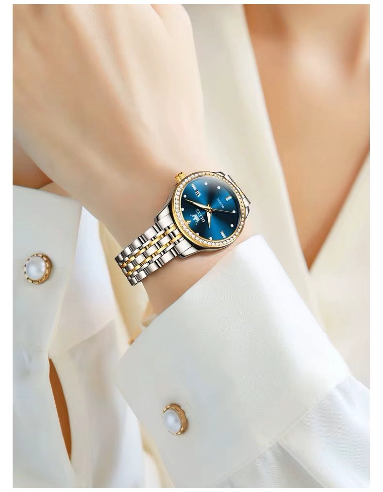 RELOJ DE PULSERA LUJO MUJER CUARZO ESFERA AZUL CIRCONIAS BRILLANTES - 3