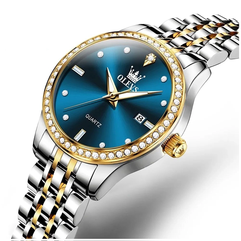 RELOJ DE PULSERA LUJO MUJER CUARZO ESFERA AZUL CIRCONIAS BRILLANTES - 4
