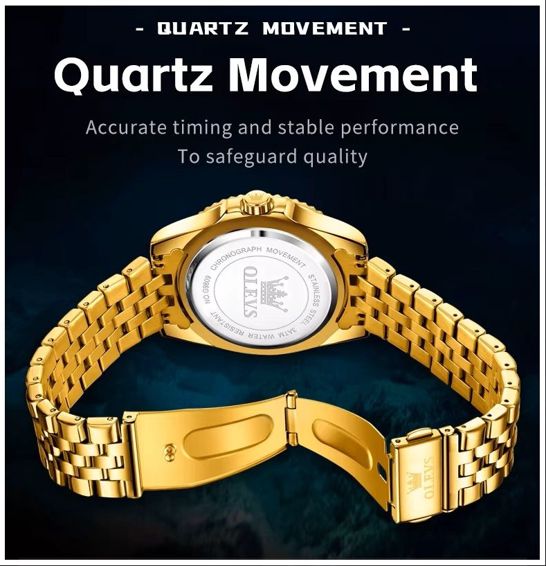 RELOJ DE PULSERA DORADO PARA HOMBRE DISEÑO DEPORTIVO DE LUJO - 2