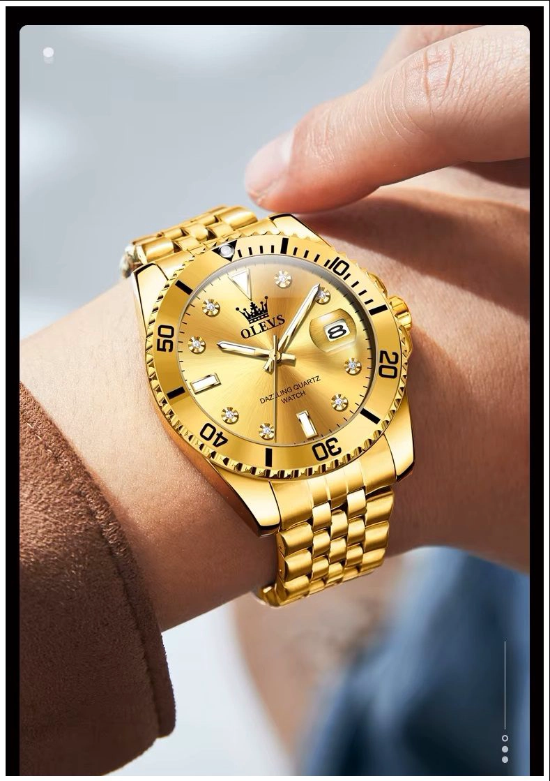RELOJ DE PULSERA DORADO PARA HOMBRE DISEÑO DEPORTIVO DE LUJO - 6