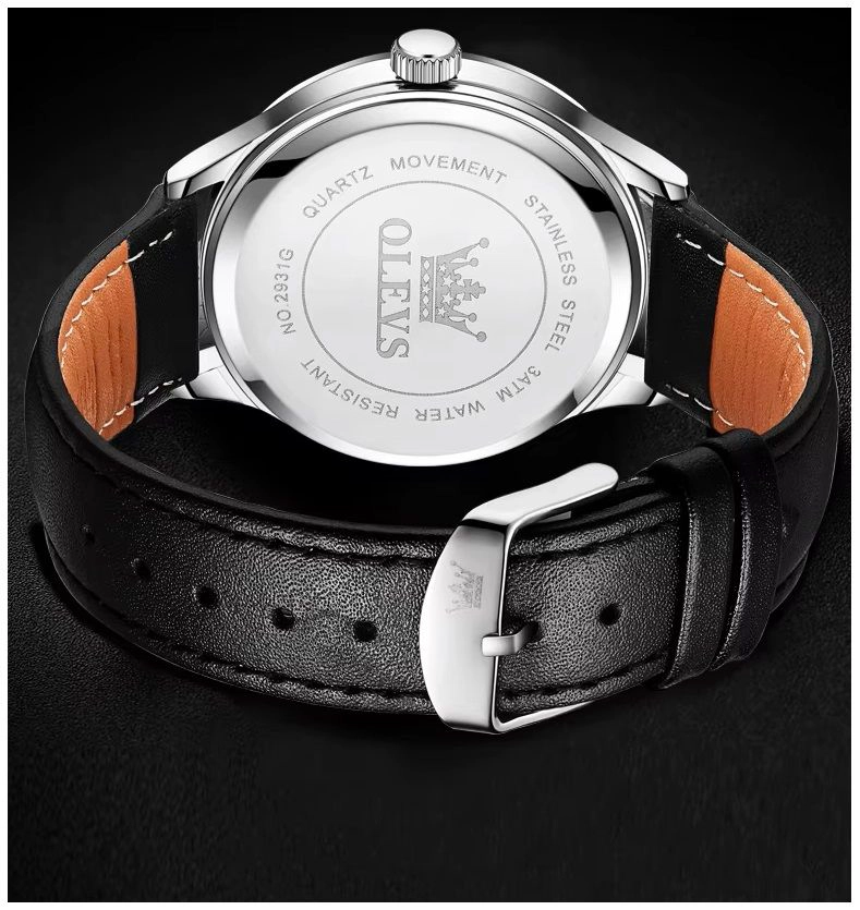 RELOJ DE HOMBRE ELEGANTE CON CORREA DE CUERO CALENDARIO COMPLETO - 2