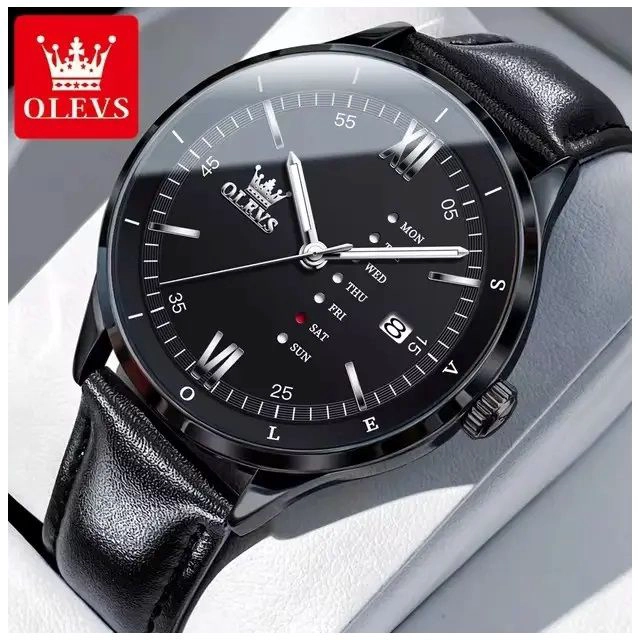 RELOJ DE HOMBRE ELEGANTE CON CORREA DE CUERO CALENDARIO COMPLETO - 6