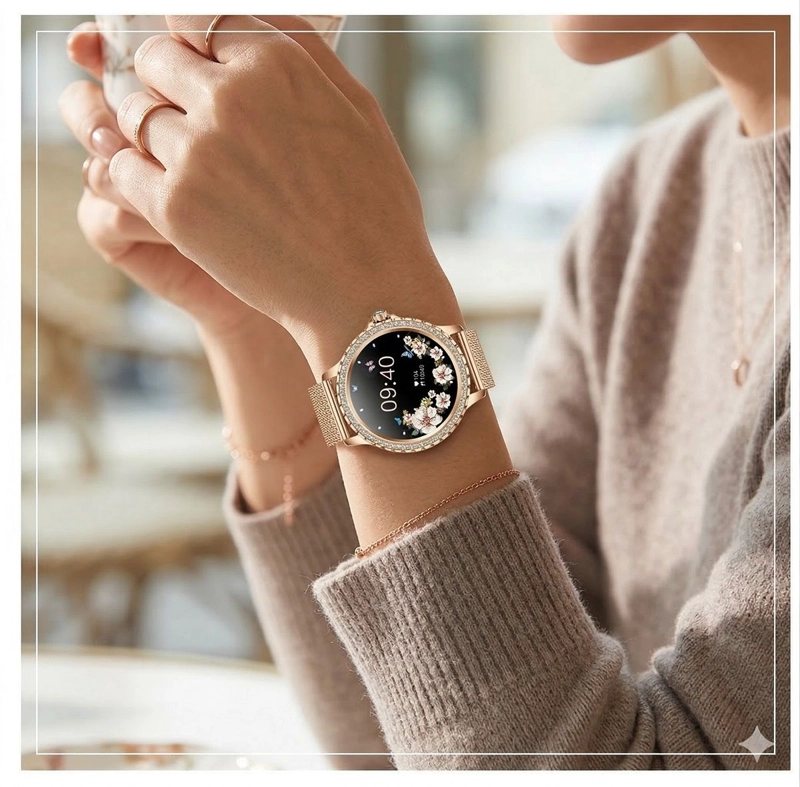 SMARTWATCH ELEGANTE I58 PARA MUJER LLAMADAS BLUETOOTH MONITOR DE SALUD IP67 CORREA DE ACERO MILANESA - 3