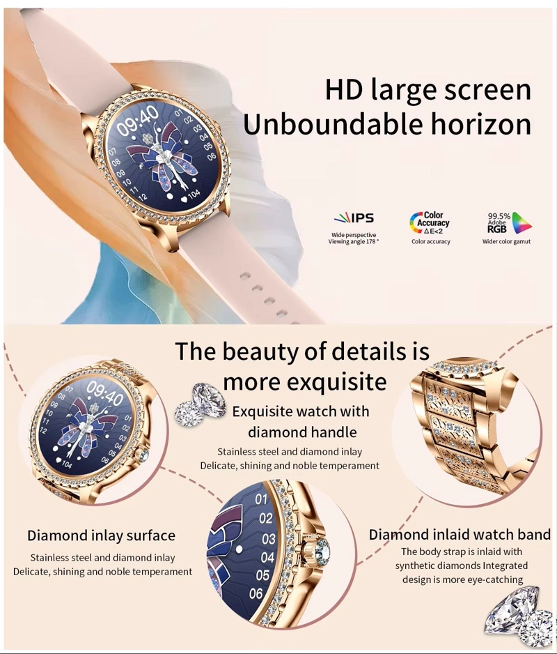 SMARTWATCH ELEGANTE I58 PARA MUJER LLAMADAS BLUETOOTH MONITOR DE SALUD IP67 CORREA DE ACERO MILANESA - 6