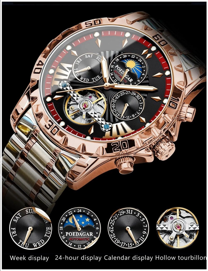 RELOJ AUTOMATICO DE LUJO PARA HOMBRE MECANICO IMPERMEABLE RESISTENCIA AL AGUA - 7