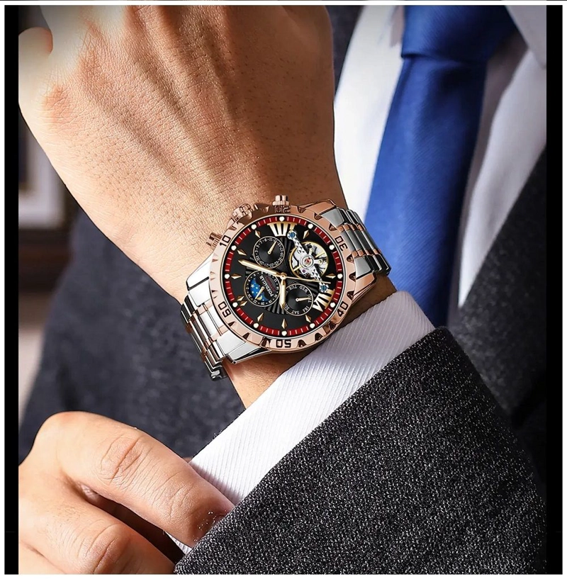 RELOJ AUTOMATICO DE LUJO PARA HOMBRE MECANICO IMPERMEABLE RESISTENCIA AL AGUA - 8