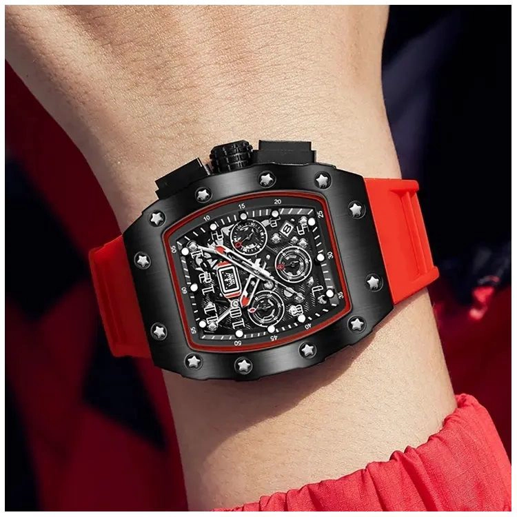 RELOJ DEPORTIVO DE LUJO PARA HOMBRE CORREA SILICONA Y CRISTAL ZAFIRO - 1