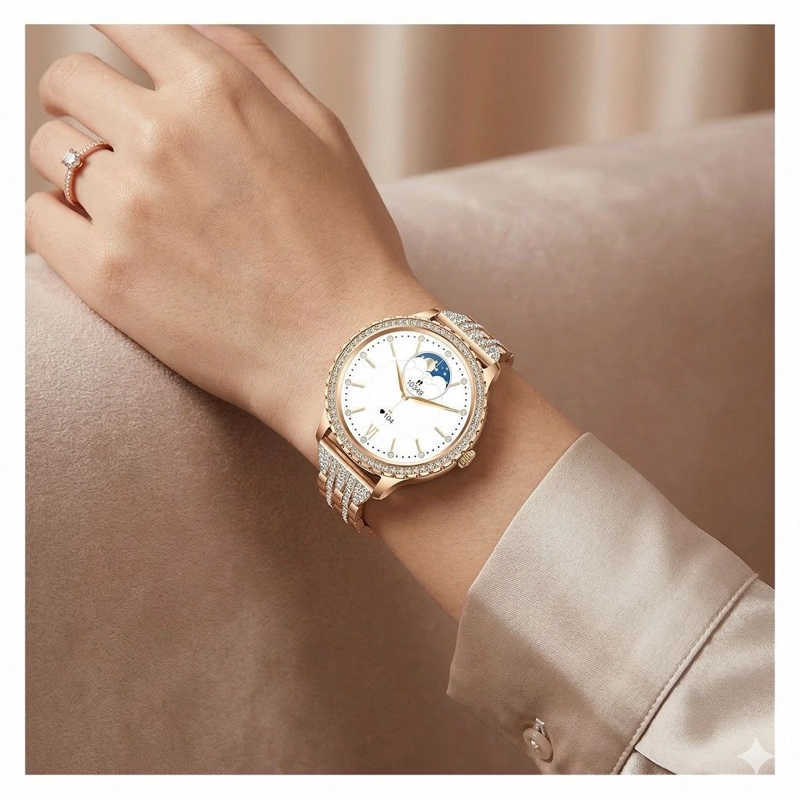 SMARTWATCH ELEGANTE PARA MUJER LLAMADAS BLUETOOTH MONITOR DE SALUD, MULTIDEPORTE CORREA METALICA - 6