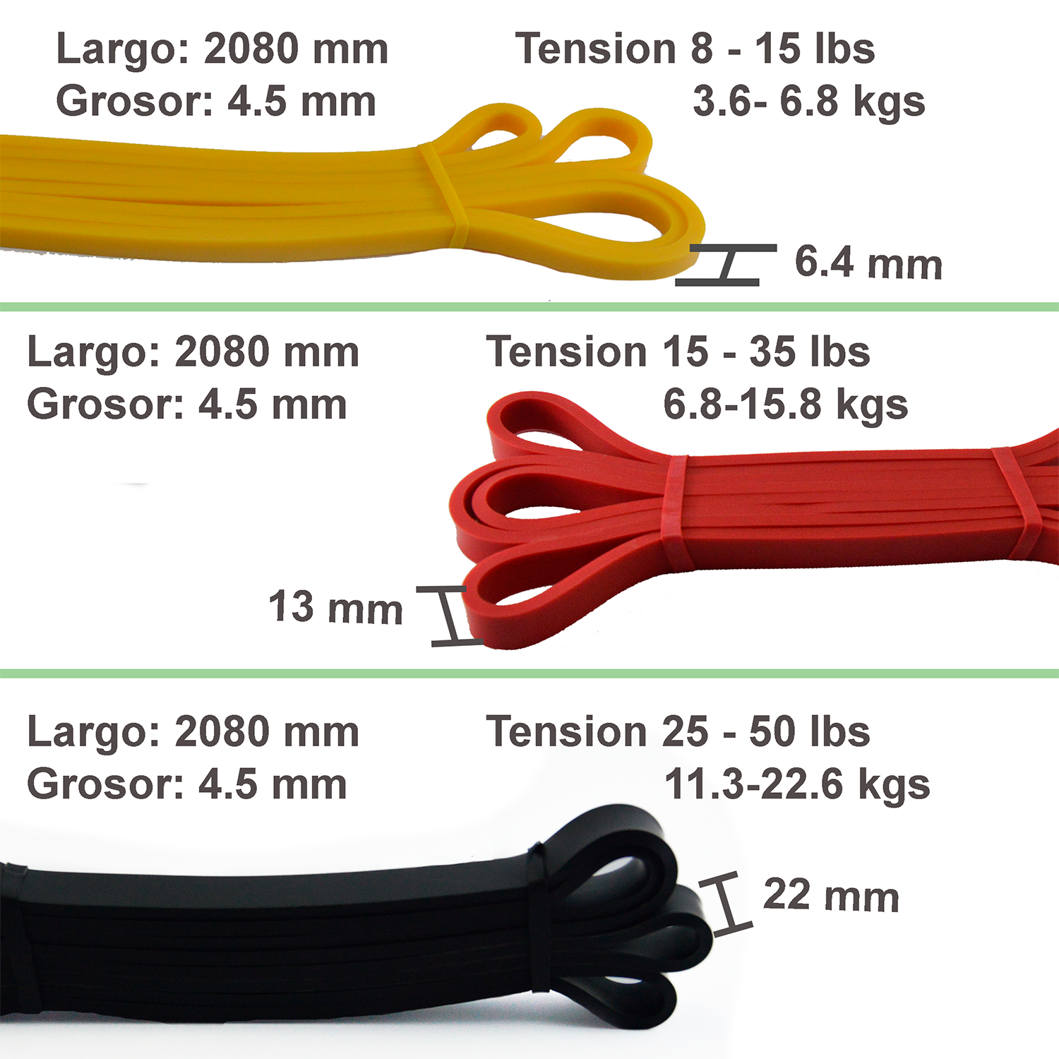 PACK COMEG 5 BANDAS ELASTICAS PULL UP CROSSIT CALISTENIA - 2