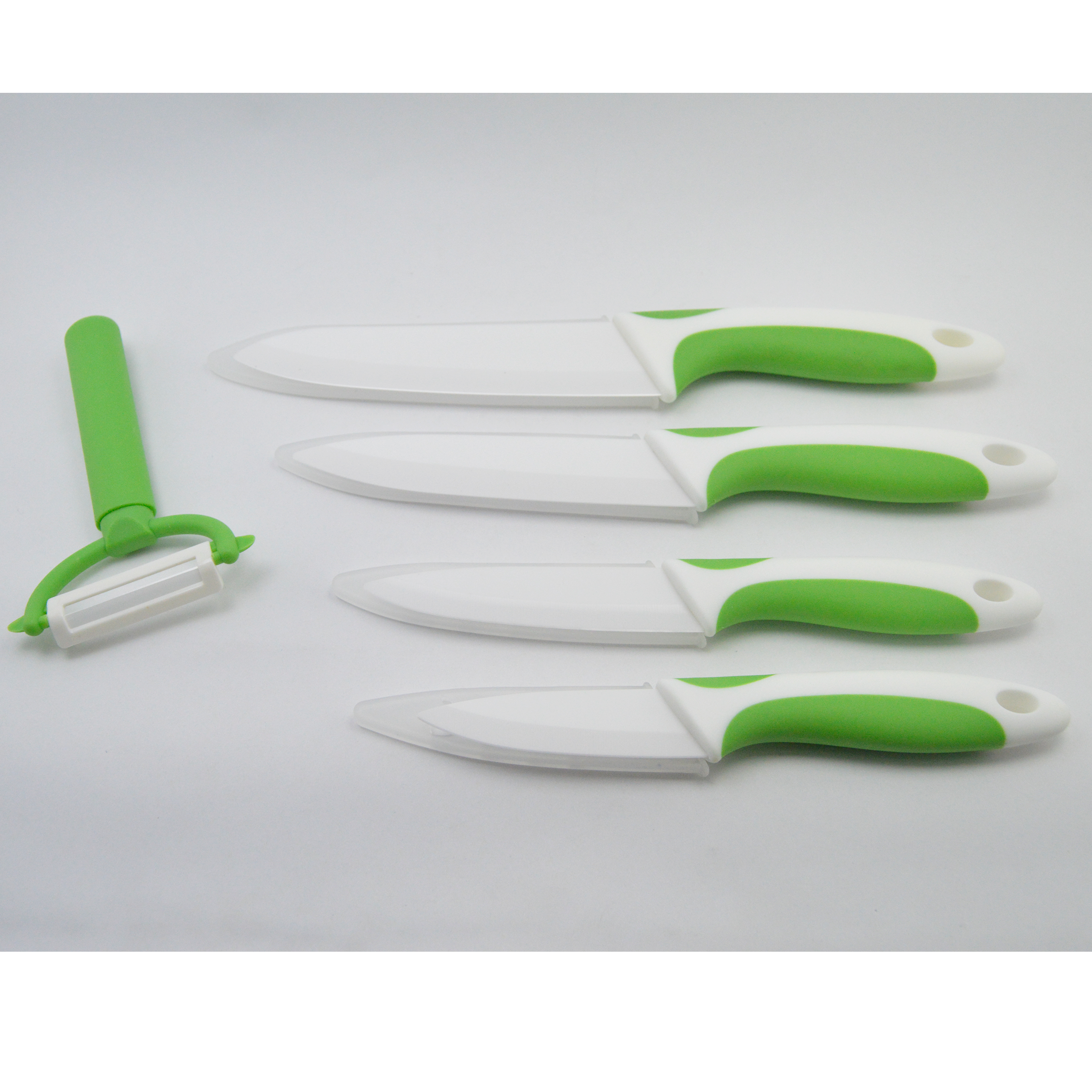 SET 5 PIEZAS CUCHILLOS CERAMICA + PELADOR VERDE - 1