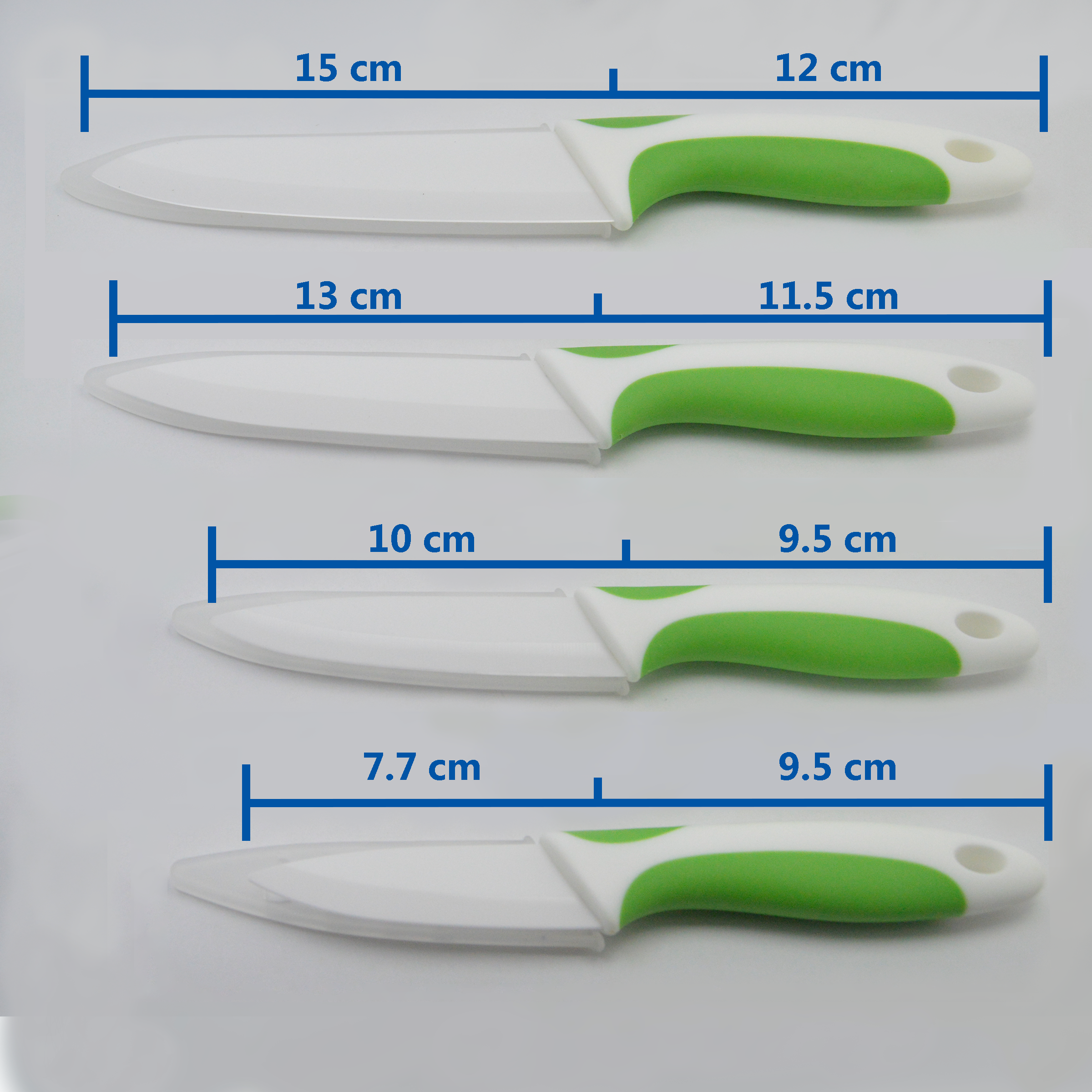 SET 5 PIEZAS CUCHILLOS CERAMICA + PELADOR VERDE - 2