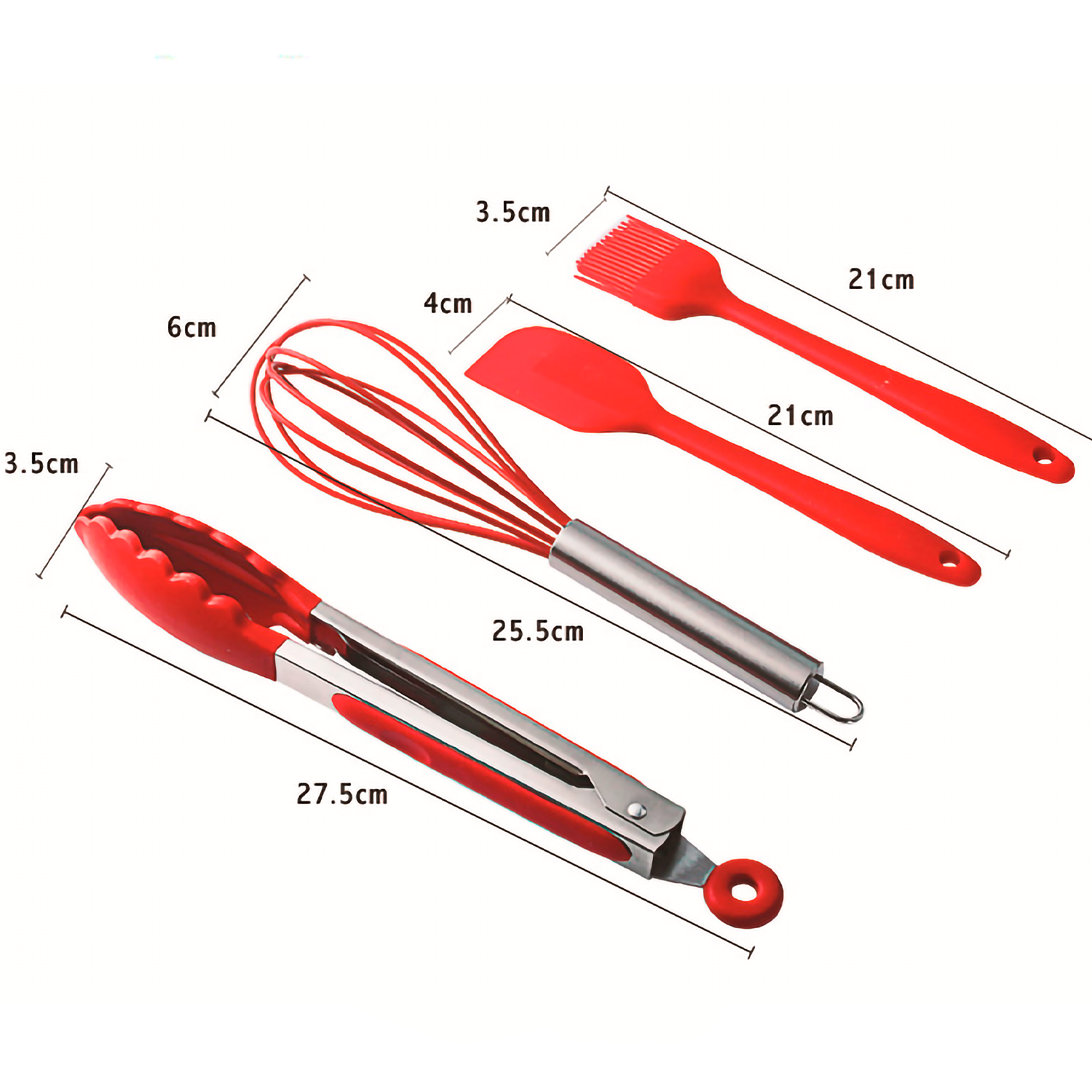 SET 10 UTENSILIOS DE SILICONA ANTIADHERENTES COCINA ROJO - 2