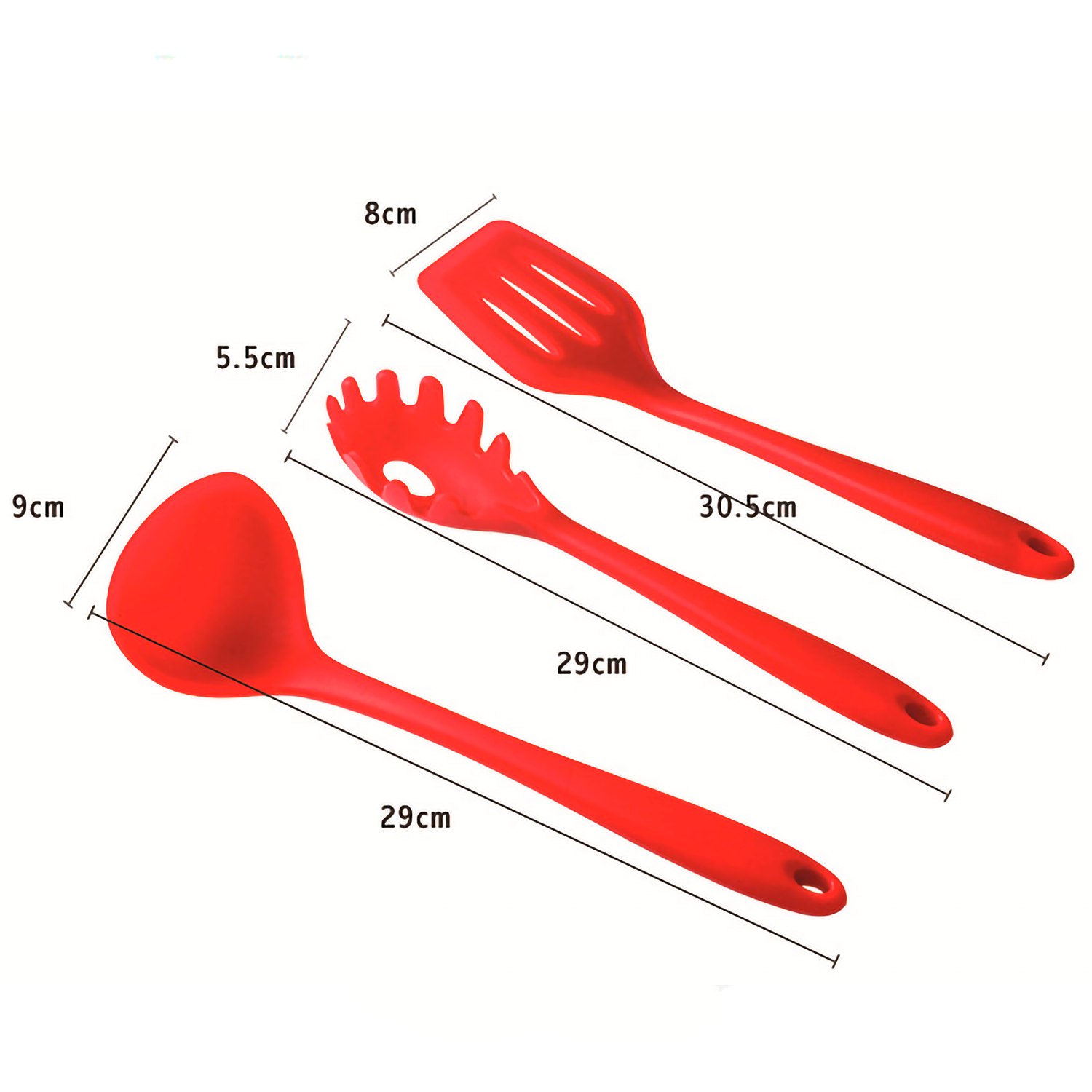 SET 10 UTENSILIOS DE SILICONA ANTIADHERENTES COCINA ROJO - 4