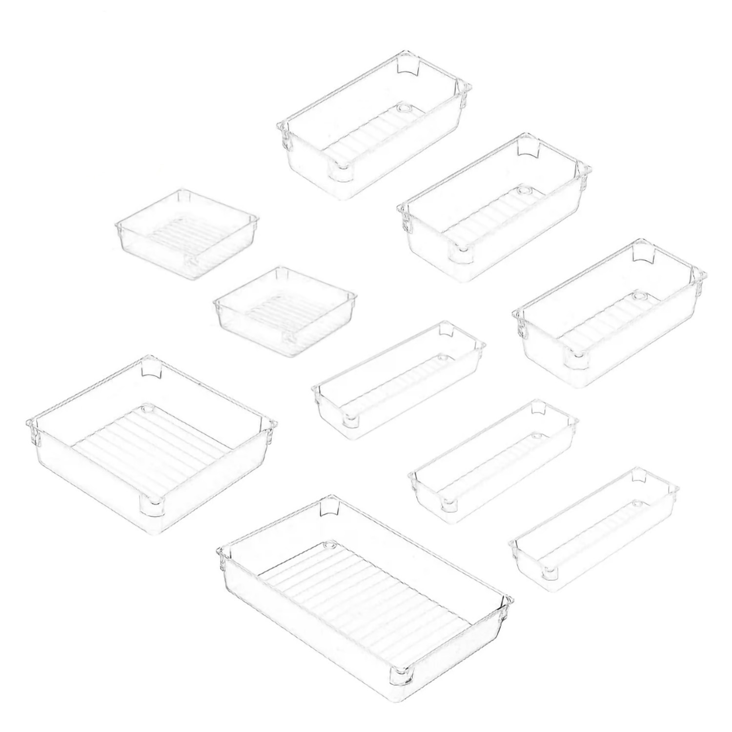 SET ORGANIZADORES CAJÓN ESCRITORIO APILABLES MAQUILLAJE - 1