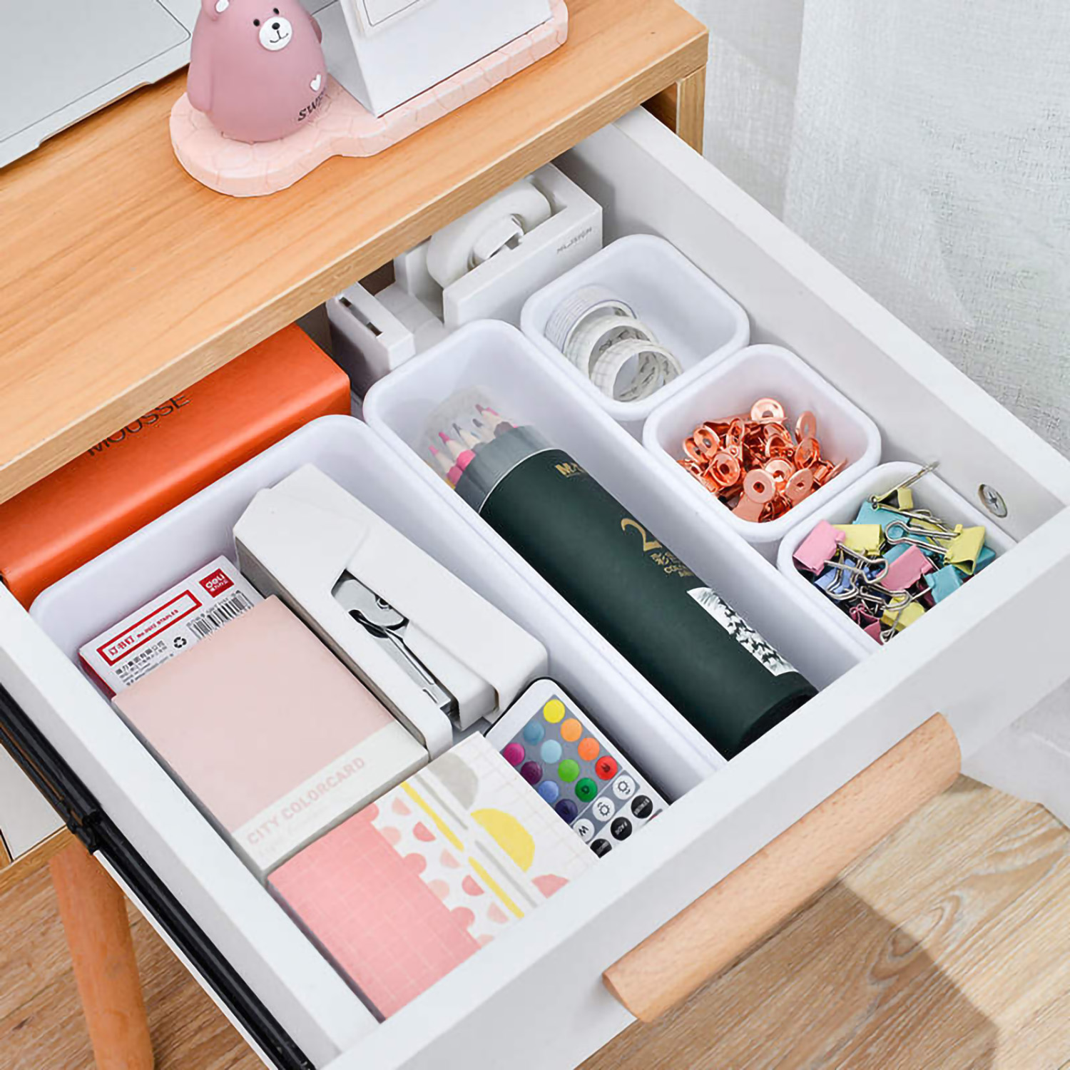 SET ORGANIZADORES CAJONES COCINA ESCRITORIO MAQUILLAJE BLANCO - 5