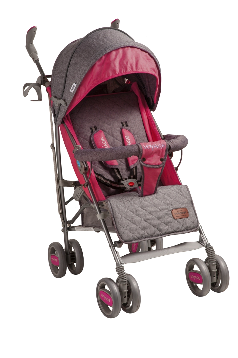 COCHE VOYAGE PARAGUA CON CUBRE PIE GREY FUCSIA - 2