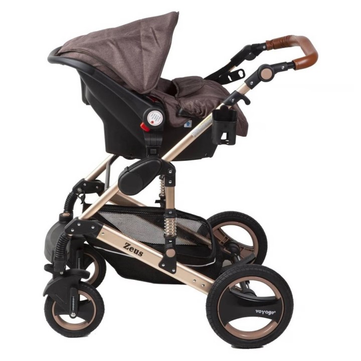 COCHE VOYAGE MOISÉS ZEUS CON SILLA NIDO BROWN CAFE - 5