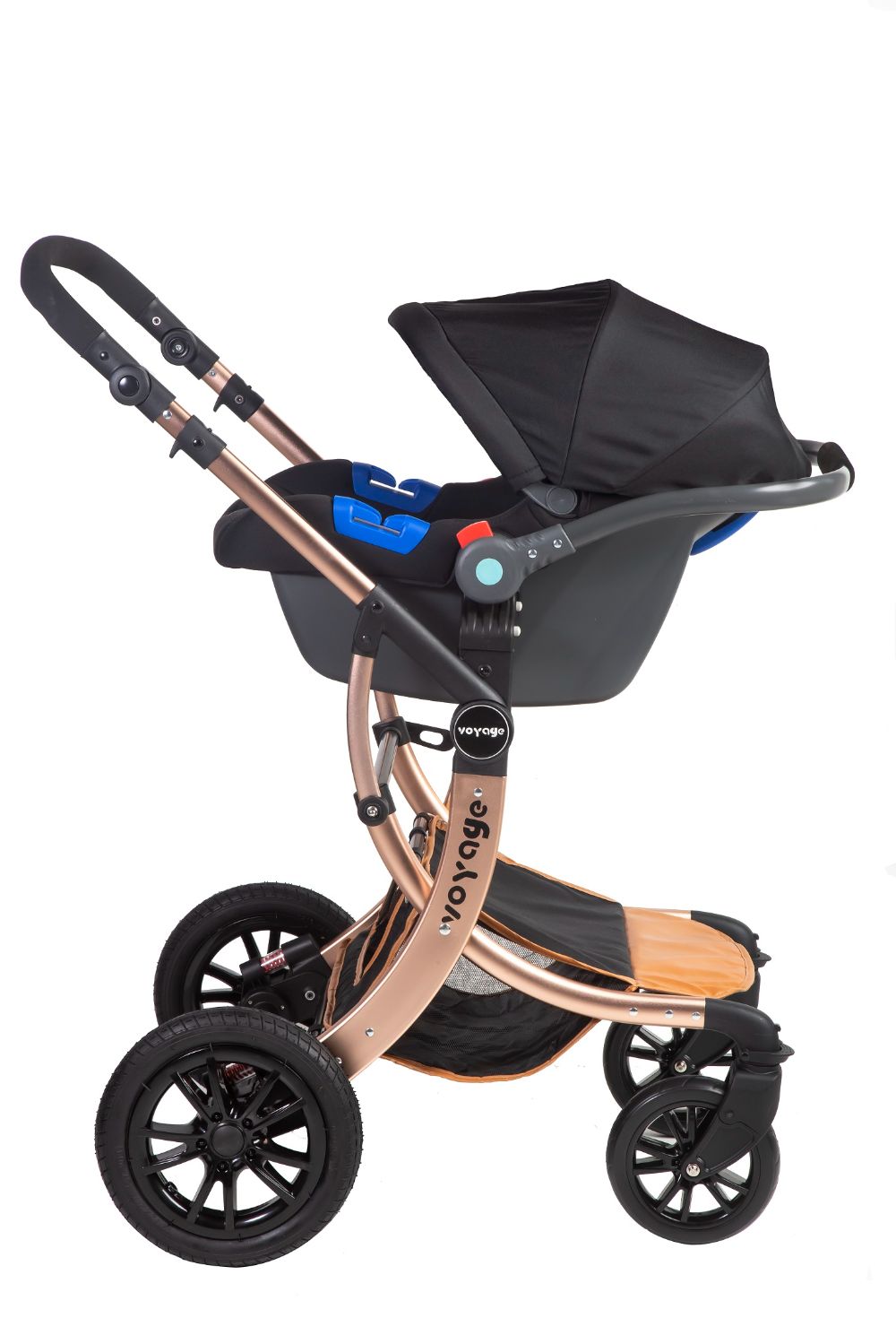 COCHE VOYAGE MOISE CON SILLA NIDO GENOVA BLACK NEGRO - 2