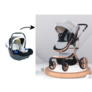 COCHE VOYAGE MOISE CON SILLA NIDO GENOVA BLACK GRIS - 1