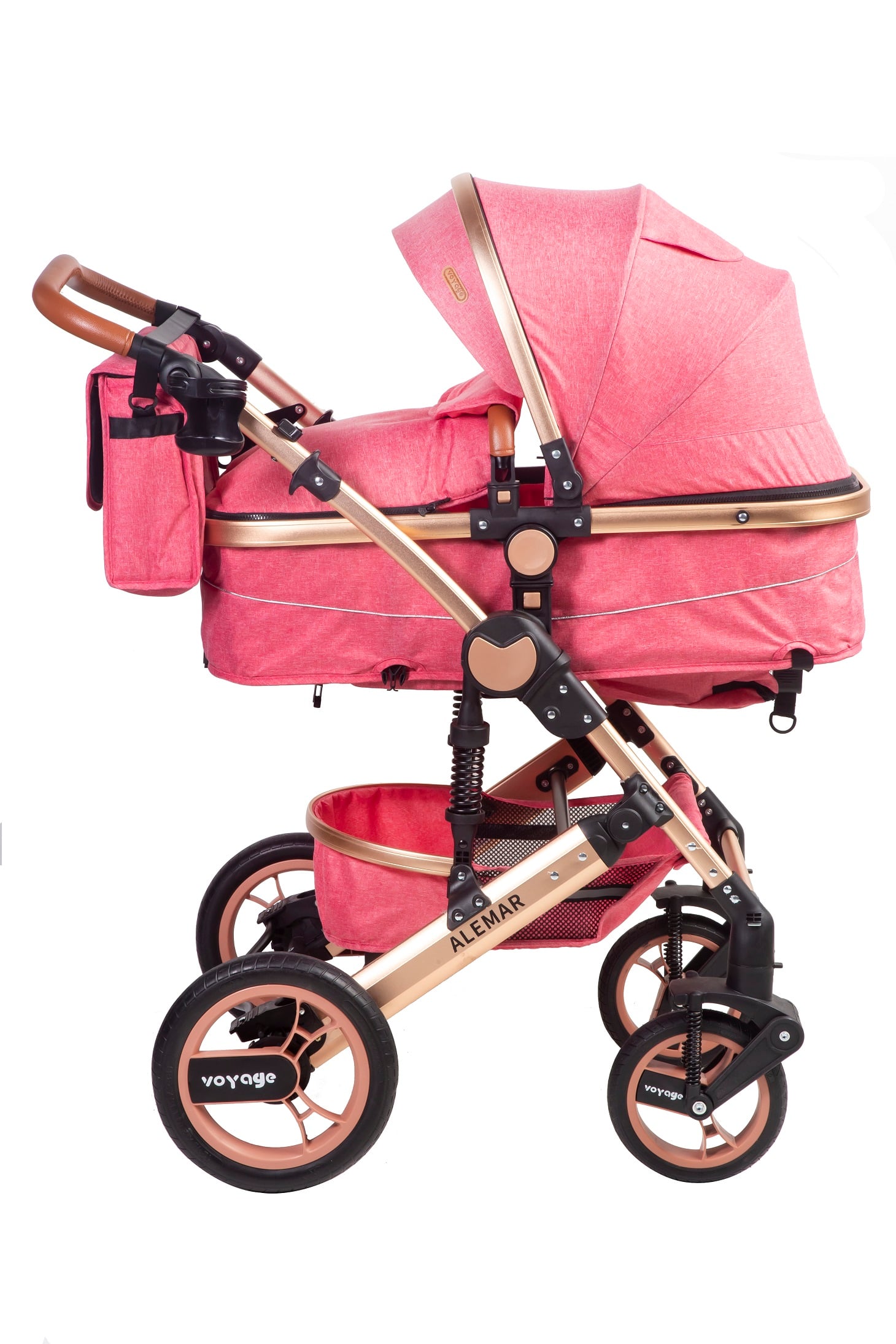 COCHE VOYAGE ALEMAR CON SILLA AUTO PINK ROSADO - 3