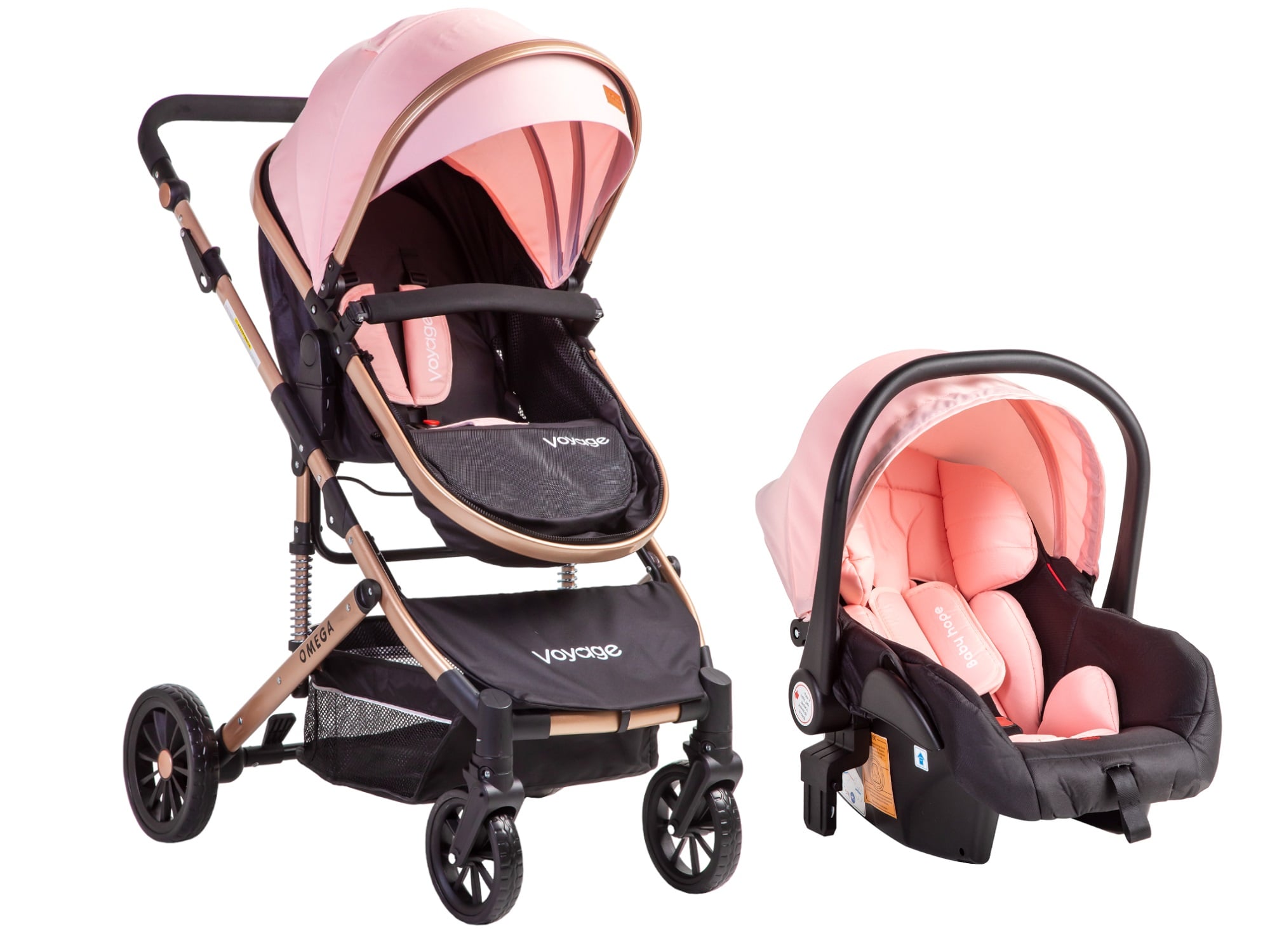 COCHE VOYAGE TRVEL SYSTEM OMEGA 3 EN1 PINK ROSADO - 1