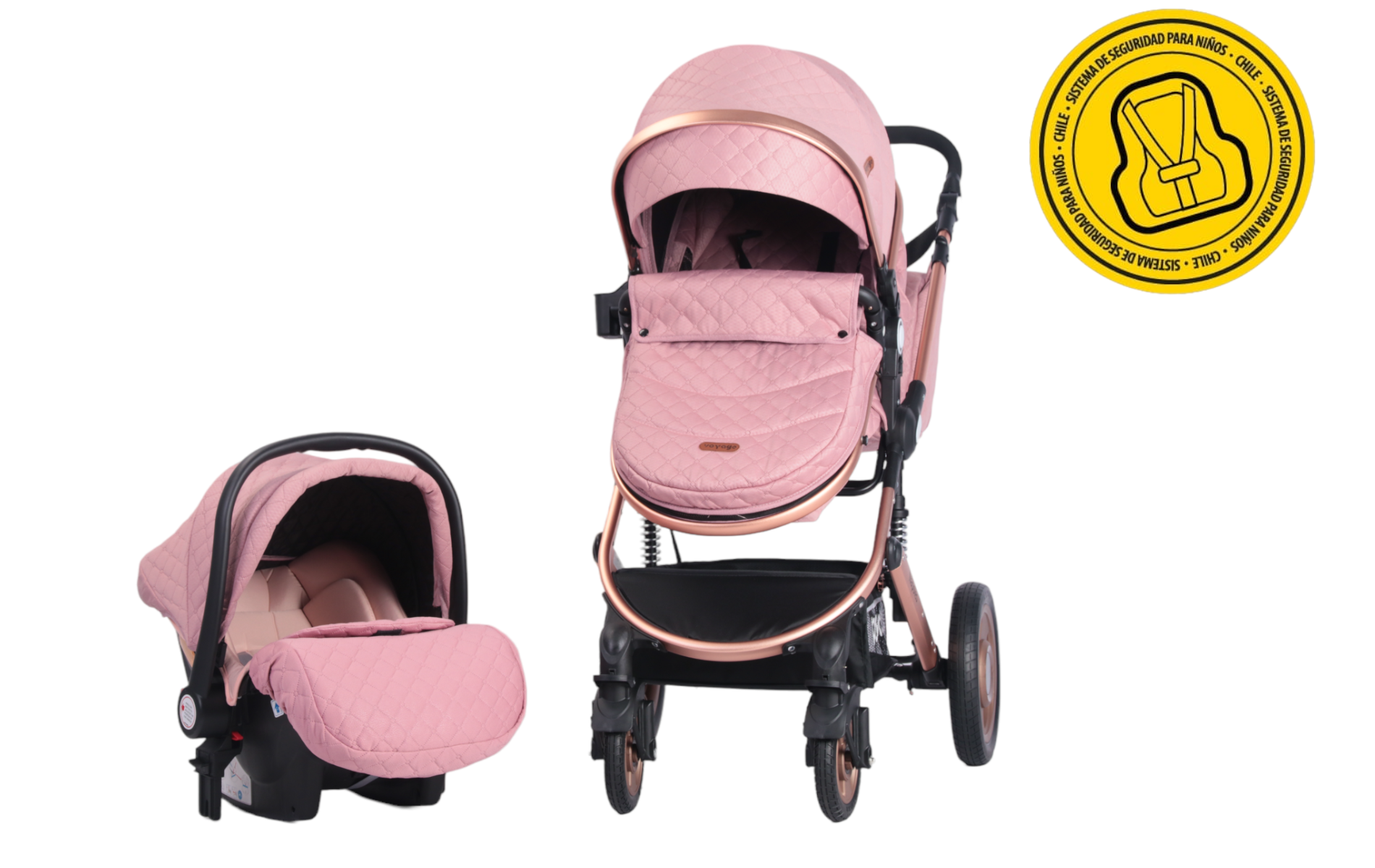 COCHE CUNA VOYAGE CON SILLA AUTO NAPOLES PINK ROSADO - 9