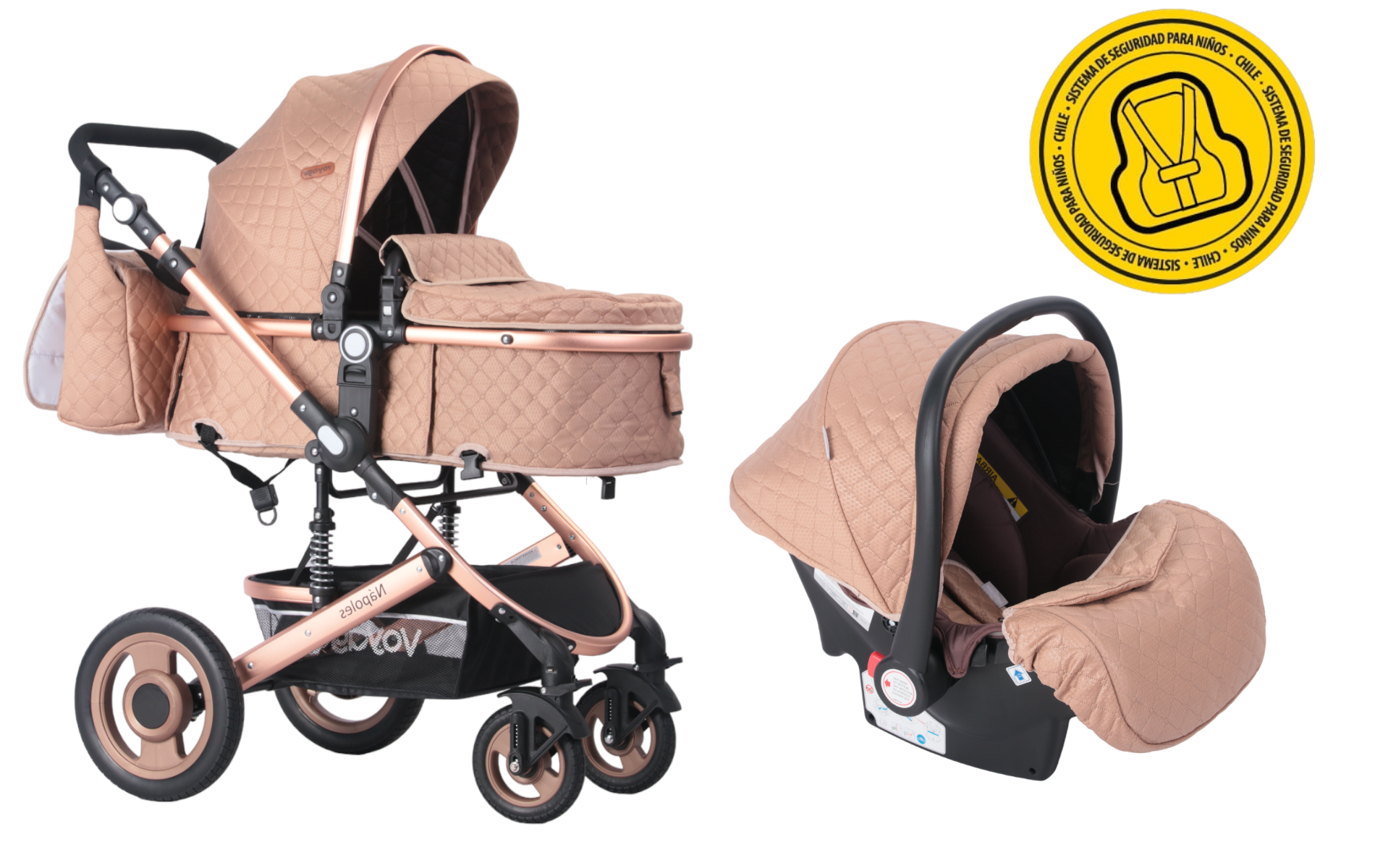 COCHE CUNA VOYAGE CON SILLA AUTO NAPOLES COFE CAFÉ - 3