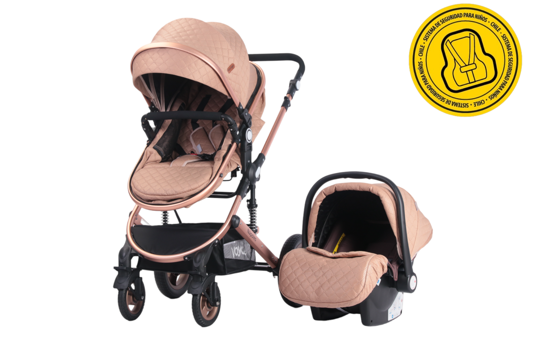 COCHE CUNA VOYAGE CON SILLA AUTO NAPOLES COFE CAFÉ - 7