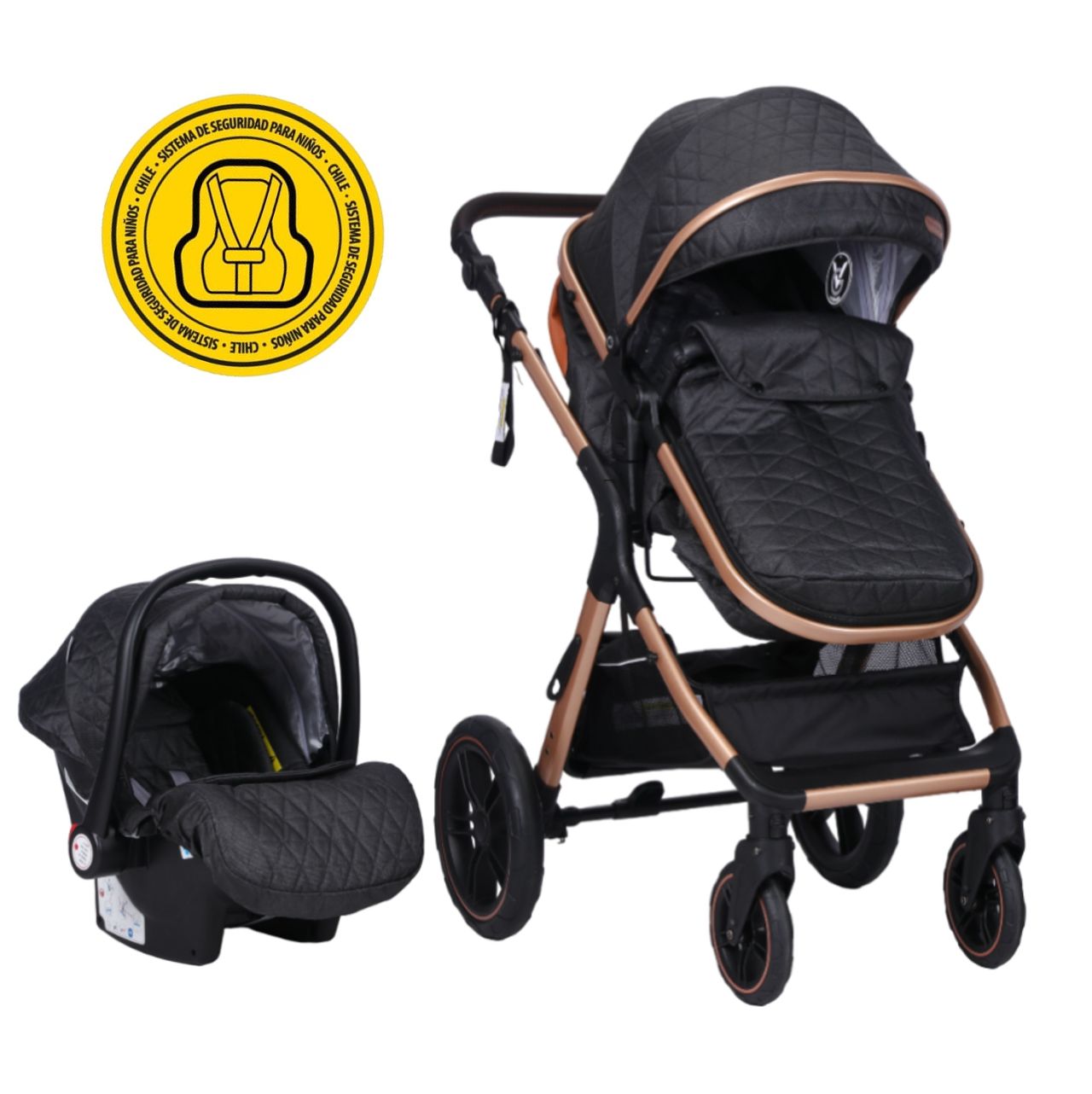 COCHE VOYAGE TRAVEL SYSTEM X1 BLACK CON SILLA CERTIFICADA NEGRO - 1