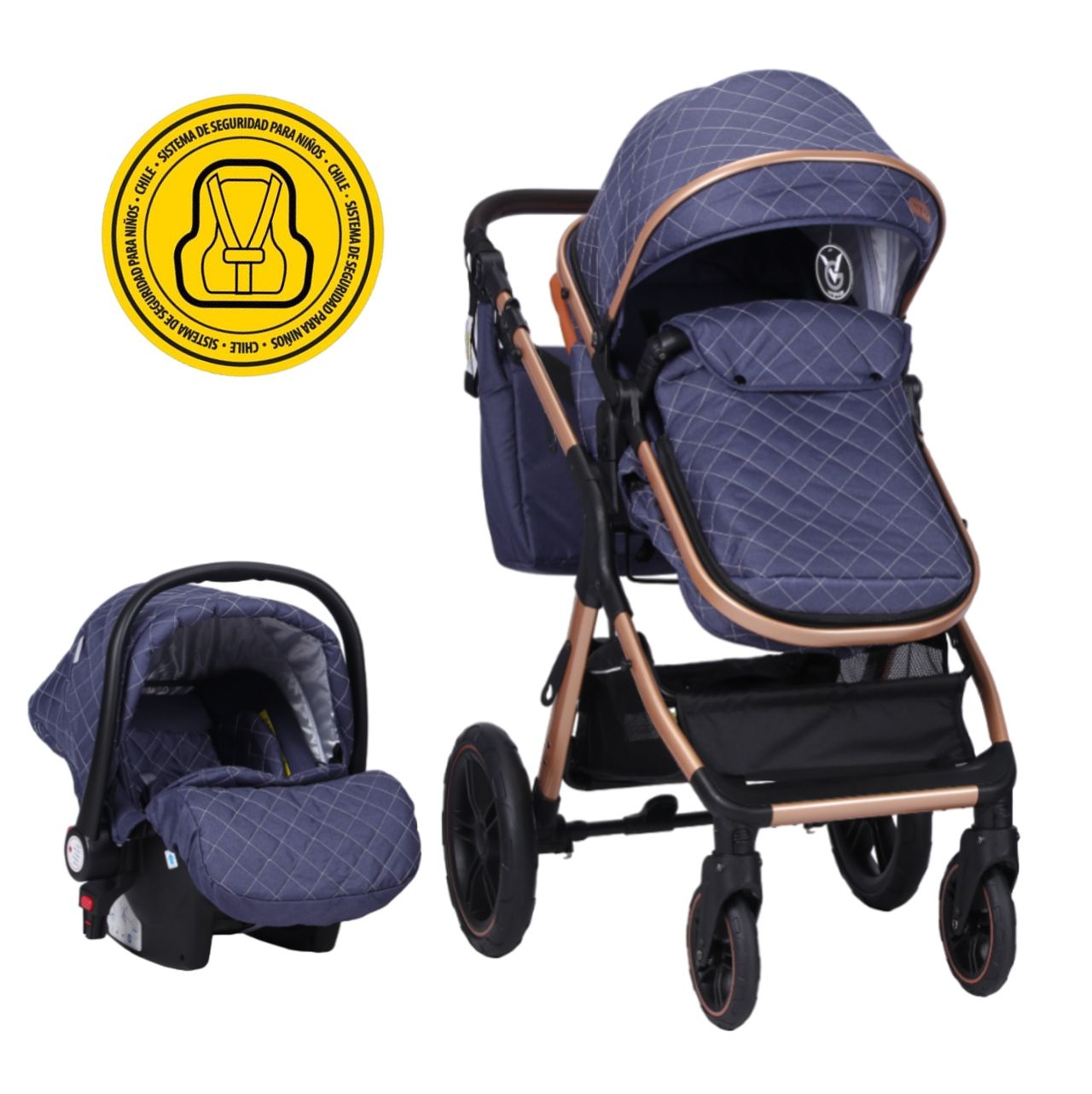 COCHE VOYAGE TRAVEL SYSTEM X1 BLUE CON SILLA CERTIFICADA AZUL - 1