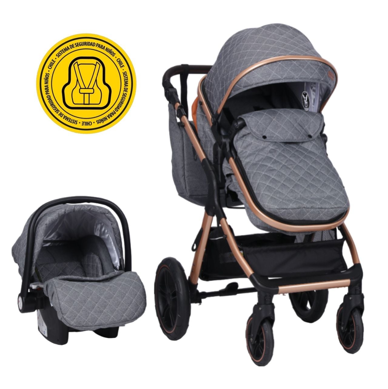 COCHE VOYAGE TRAVEL SYSTEM X1 GREY CON SILLA CERTIFICADA GRIS - 1