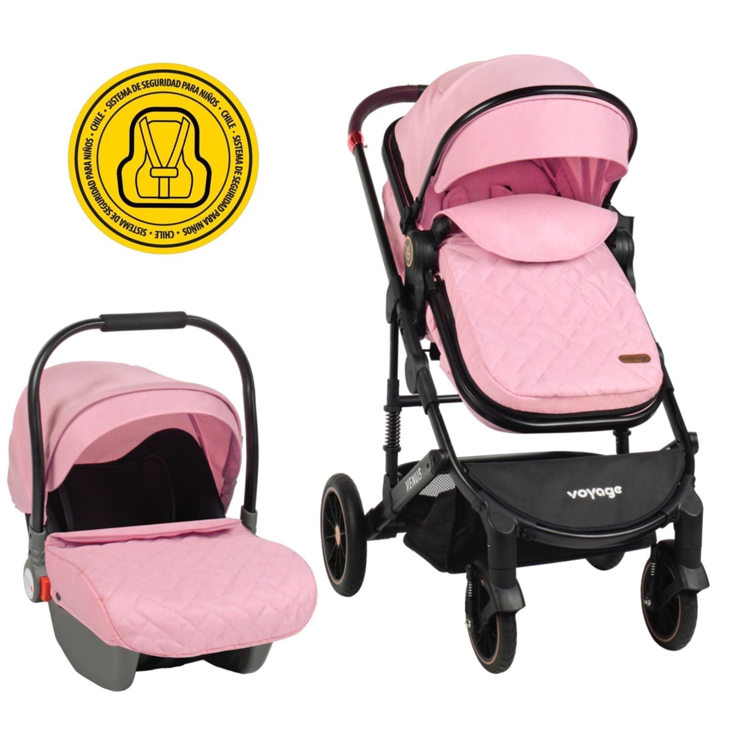 COCHE VOYAGE TRAVEL SYSTEM VENUS PINK 2 EN 1 ROSADO - 1