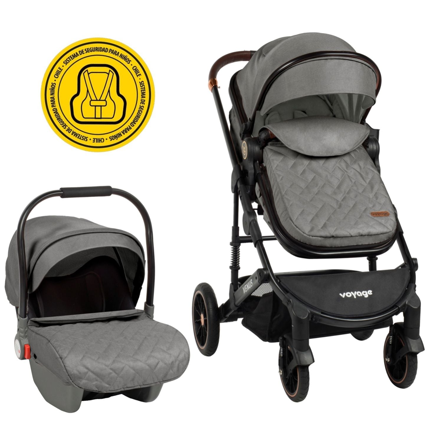COCHE VOYAGE TRAVEL SYSTEM VENUS GREY 2 EN 1 GRIS - 1