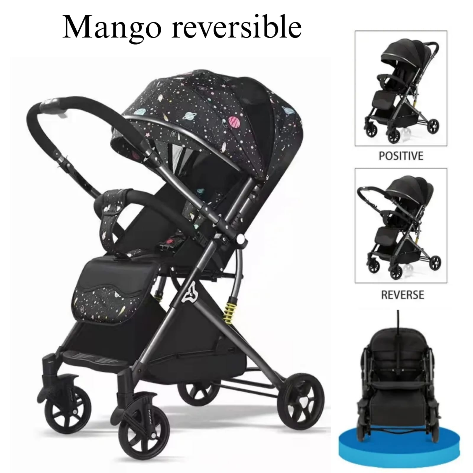 COCHE PASEO VOYAGE V6 GALAXI NEGRO REVERSIBLE - 3