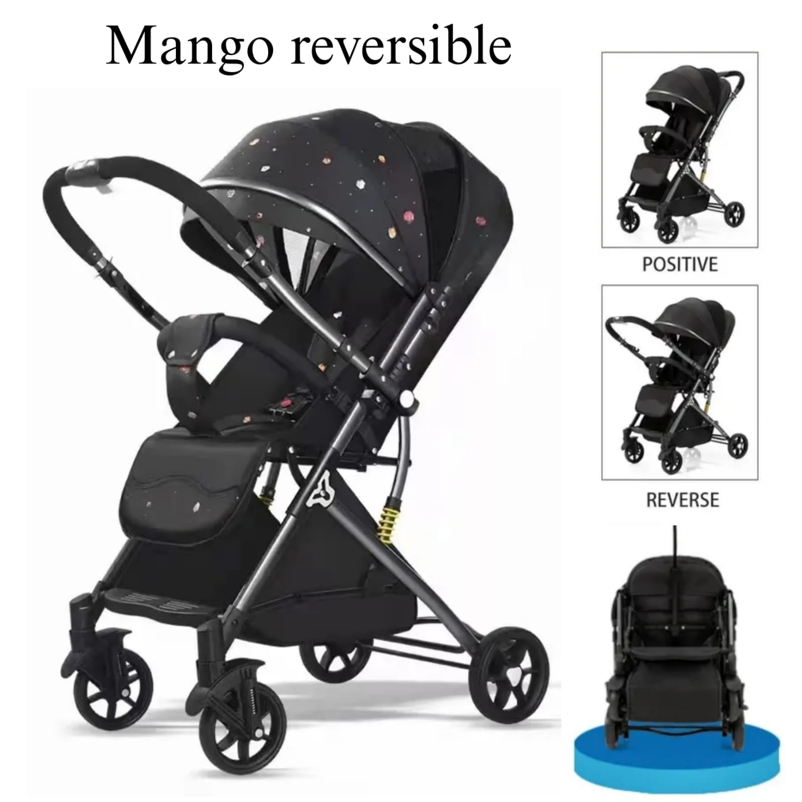 COCHE PASEO VOYAGE V6 DIAMOND NEGRO REVERSIBLE - 3