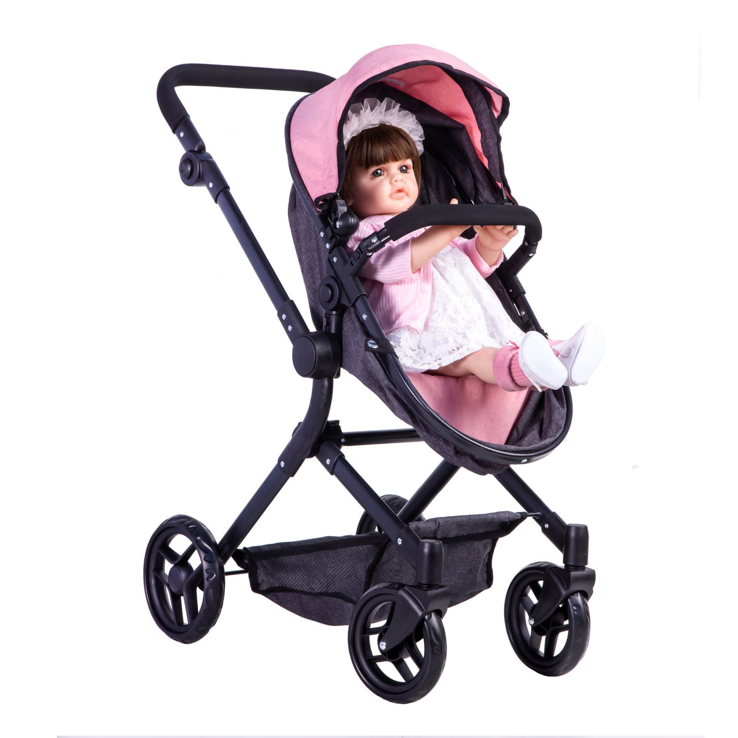COCHE MUÑECA FORMATO REAL ELEGANT GREY PINK - 3