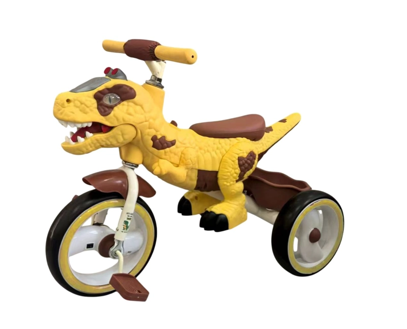 TRICICLO INFANTIL DINO REX CON LUZ Y BLUETOOTH YELLOW - 1