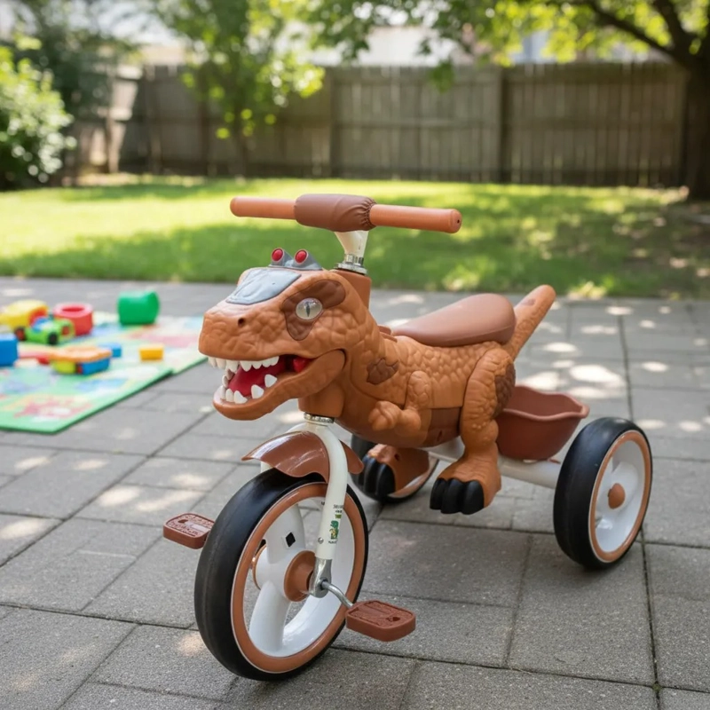 TRICICLO INFANTIL DINO REX CON LUZ Y BLUETOOTH COFE - 4