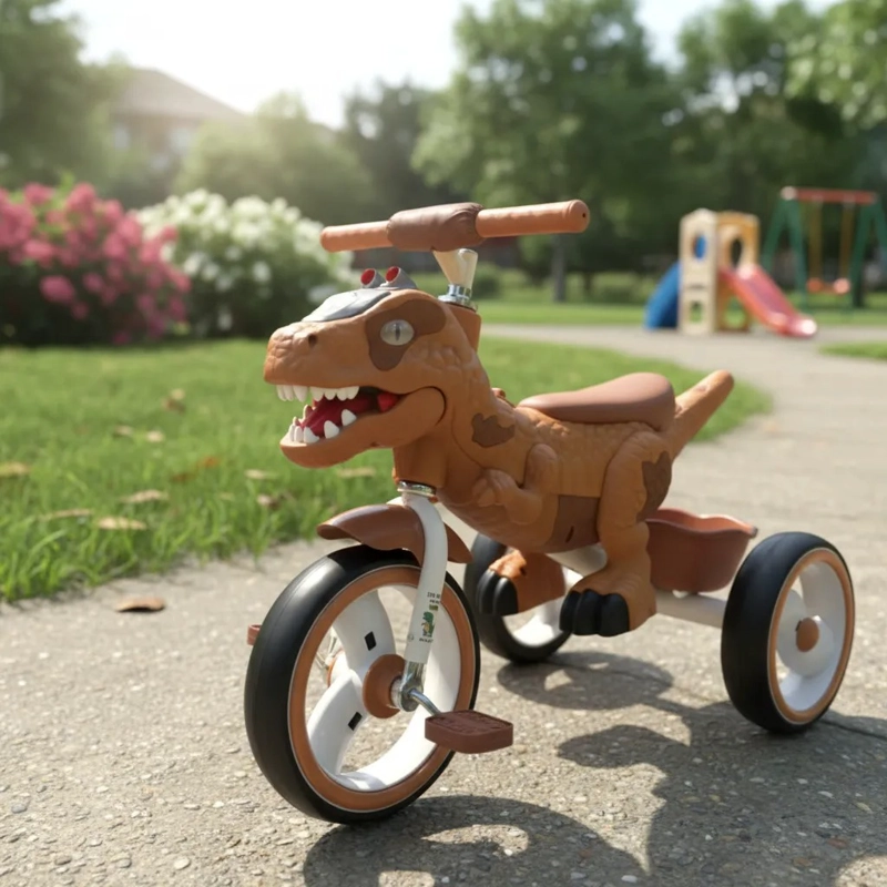 TRICICLO INFANTIL DINO REX CON LUZ Y BLUETOOTH COFE - 5