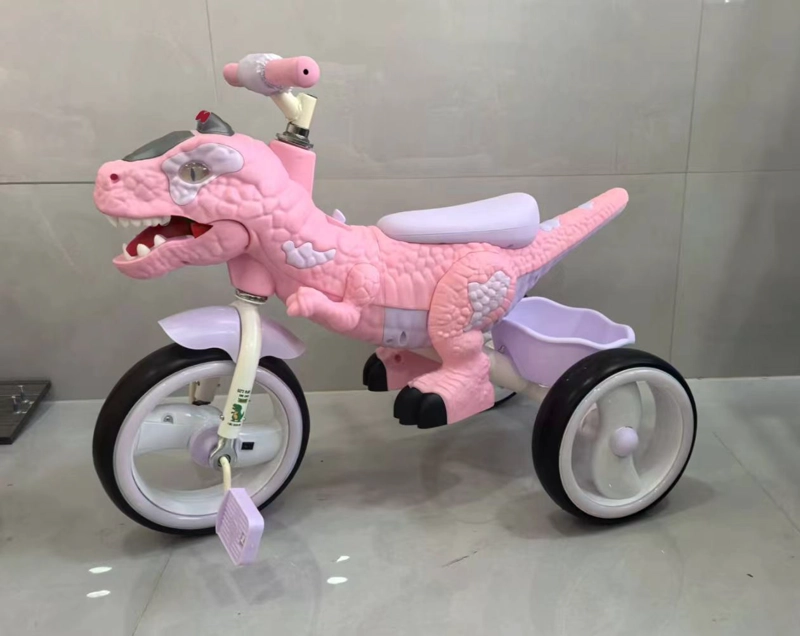 TRICICLO INFANTIL DINO REX CON LUZ Y BLUETOOTH PINK - 5