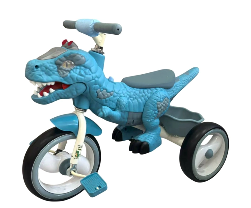 TRICICLO INFANTIL DINO REX CON LUZ Y BLUETOOTH BLUE - 1