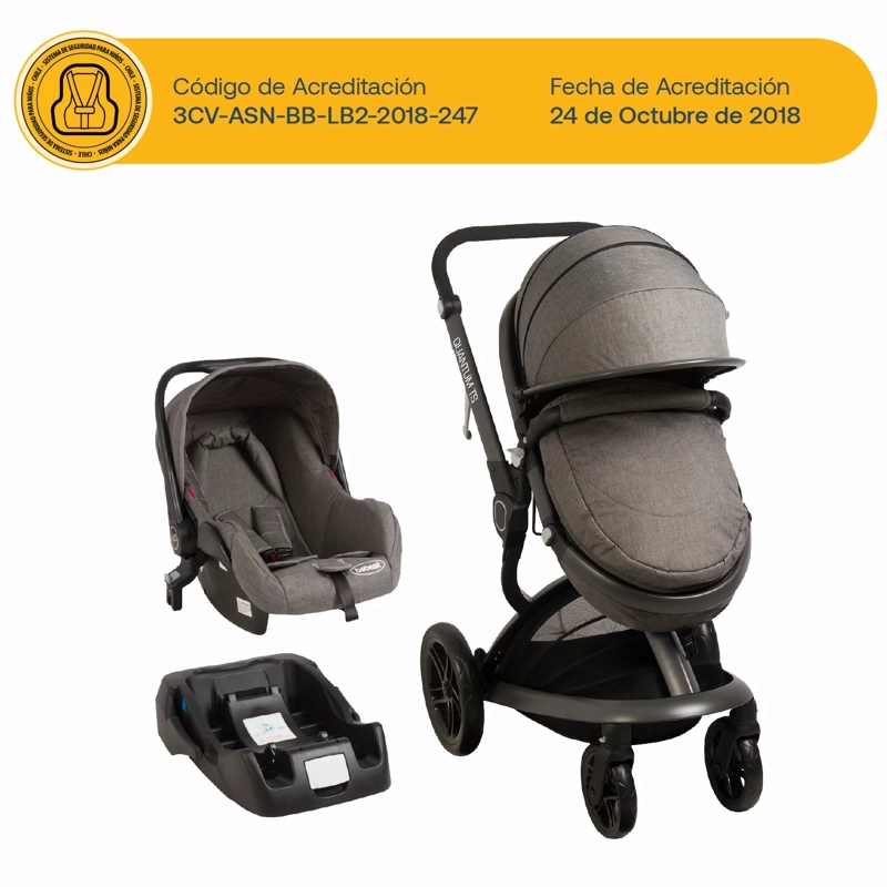 COCHE CUNA TRAVEL SYSTEM BEBE QUANTUM GRIS BEBESIT - 5